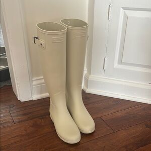 Hunter Beige Tall Rain Boots